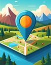 Map with pointer icon. Flat design style Royalty Free Stock Photo