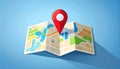 Map with pointer icon. Flat design style Royalty Free Stock Photo