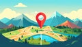 Map with pointer icon. Flat design style Royalty Free Stock Photo
