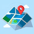 Map with pointer icon. Flat design style Royalty Free Stock Photo