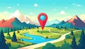 Map with pointer icon. Flat design style Royalty Free Stock Photo