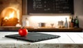 Mock-up for food bars cafes restaurant pizzerias with slate and tomato Royalty Free Stock Photo