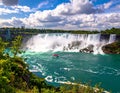 Niagara Falls, located on the border of Ontario, Canada, and New York, USA, is depicted here Royalty Free Stock Photo