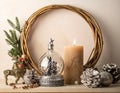 Happy New Year and Merry Christmas composition. Happy New Year and Merry Christmas Royalty Free Stock Photo