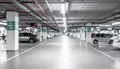 Blurred view of modern car parking garage Royalty Free Stock Photo