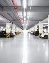 Blurred view of modern car parking garage Royalty Free Stock Photo