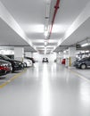 Blurred view of modern car parking garage Royalty Free Stock Photo