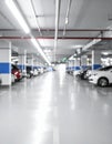Blurred view of modern car parking garage Royalty Free Stock Photo