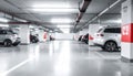Blurred view of modern car parking garage Royalty Free Stock Photo