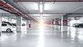 Blurred view of modern car parking garage Royalty Free Stock Photo