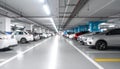Blurred view of modern car parking garage Royalty Free Stock Photo