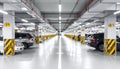 Blurred view of modern car parking garage Royalty Free Stock Photo