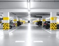 Blurred view of modern car parking garage Royalty Free Stock Photo