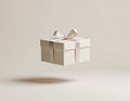 A small, elegant gift box with a matte, light beige surface AI Generated image Royalty Free Stock Photo