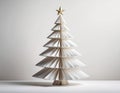 Creative Christmas Concept: A minimalist Christmas tree crafted entirely from folded white paper AI Generated image Royalty Free Stock Photo