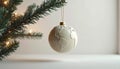 A Christmas ornament resembling a globe hangs from a pine branch AI Generated image Royalty Free Stock Photo