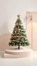 A simple and elegant Christmas tree design with soft decorations and decorative background Royalty Free Stock Photo