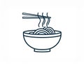 Bowl simple line icon. Flat noodles logo design template. Street fast food symbol Royalty Free Stock Photo