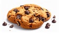 Chocolate chips cookie isolated on white with selective focus Royalty Free Stock Photo
