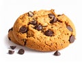 Chocolate chips cookie isolated on white with selective focus Royalty Free Stock Photo