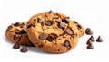 Chocolate chips cookie isolated on white with selective focus Royalty Free Stock Photo