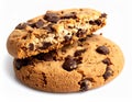 Chocolate chips cookie isolated on white with selective focus Royalty Free Stock Photo