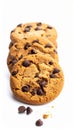 Chocolate chips cookie isolated on white with selective focus Royalty Free Stock Photo