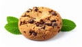 Chocolate chips cookie isolated on white with selective focus Royalty Free Stock Photo