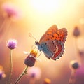 Closeup butterfly on flower in garden or field, nature background Royalty Free Stock Photo