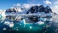 Glacial ice floating in the Neumayer Channel near Wiencke Island. Royalty Free Stock Photo