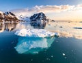 Glacial ice floating in the Neumayer Channel near Wiencke Island. Royalty Free Stock Photo