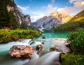 Pragser Wildsee, also known as Lake Braies, in the Dolomites, Italy Royalty Free Stock Photo