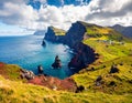 Cliffs and coastlines of the Faroe Islands, North Atlantic Royalty Free Stock Photo
