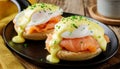 Eggs Benedict with Smoked Salmon and Hollandaise Royalty Free Stock Photo