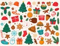 A festive collage of Christmas-themed illustrations Royalty Free Stock Photo