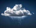 Fluffy white cumulus cloud set against a deep blue sky, releasing rainfall beneath Royalty Free Stock Photo