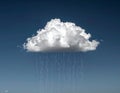 A single fluffy white cumulus cloud releases rain against a clear blue sky Royalty Free Stock Photo
