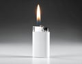 A white plastic lighter with a silver metal top is standing upright Royalty Free Stock Photo