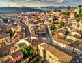 Aerial view of a historic European city, likely Verona, Italy Royalty Free Stock Photo