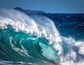 Powerful ocean wave crashing, displaying turquoise blue water and white foam Royalty Free Stock Photo