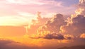 Clouds on a sunset evening with the sun reflecting on them producing an orange pinkis Royalty Free Stock Photo