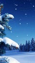 Art snowy Christmas tree. Branch of the snowy Christmas tree on night blue background Royalty Free Stock Photo