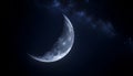 Crescent Moon and Starry Sky, Night Sky, Space, Astronomy Background Royalty Free Stock Photo