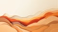 Abstract Paper Cut Landscape Background in Orange and Beige Tones, 3D Illustration Royalty Free Stock Photo