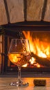 Art pouring wine by the fireplace Royalty Free Stock Photo