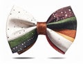Colorful bow tie featuring a symmetrical design with distinct sections in white, green, brown Royalty Free Stock Photo