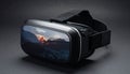 VR glasses, virtual reality helmet, frame from video game Royalty Free Stock Photo