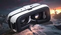 VR glasses, virtual reality helmet, frame from video game Royalty Free Stock Photo
