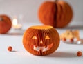 Cute artificial halloween orange pumpkin decoration made from paper and glass Royalty Free Stock Photo