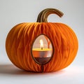 Cute artificial halloween orange pumpkin decoration made from paper and glass Royalty Free Stock Photo